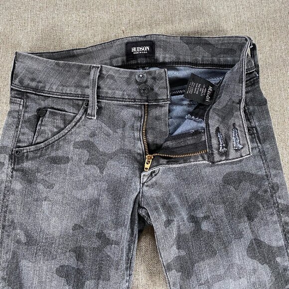Hudson Slim Denim Jeans Women's 24 Low Rise Black Gray Camouflage Casual USA - Picture 4 of 13